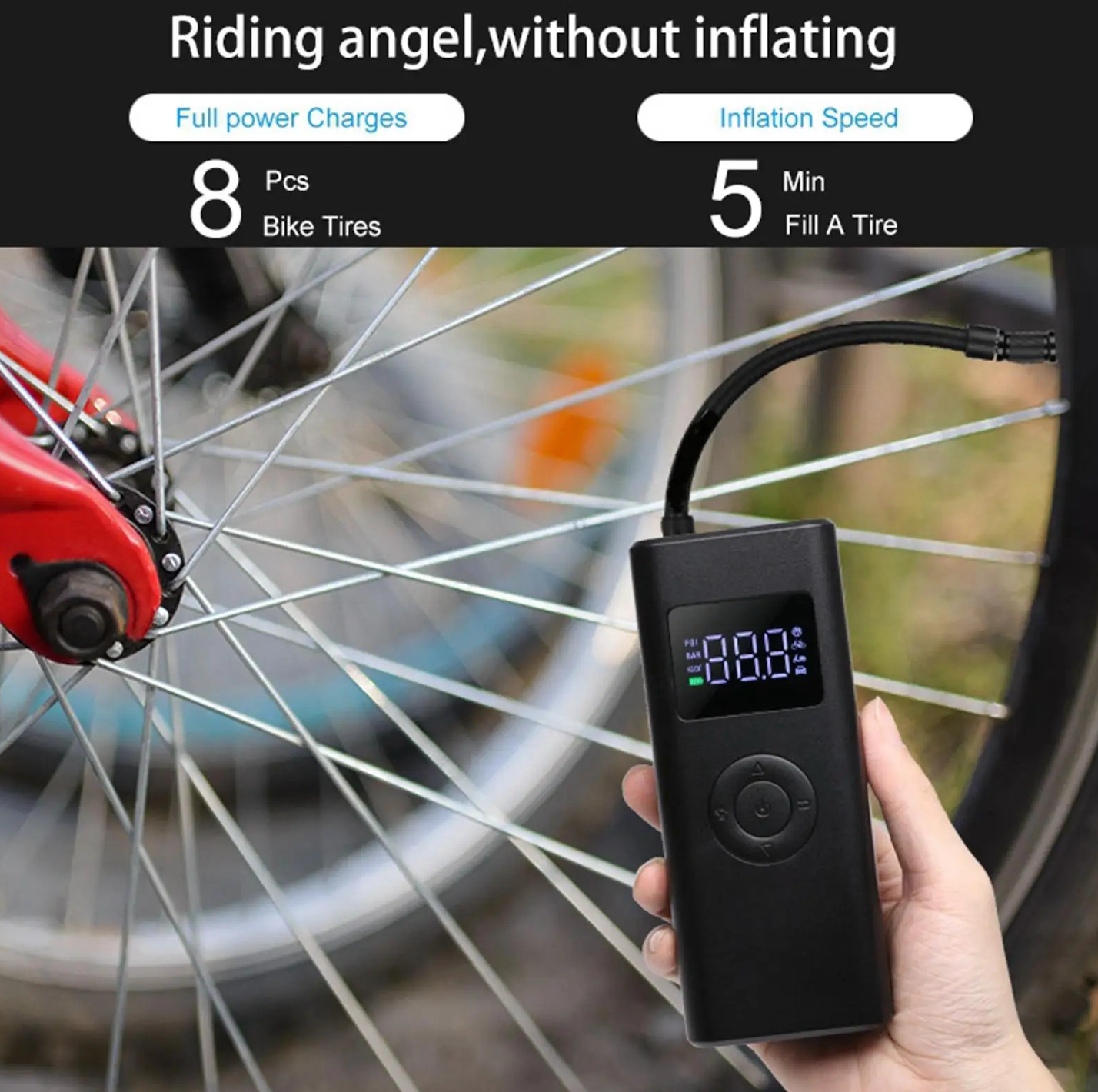 مضخة هواء لاسلكية للسيارات والدراجات والكرات وغيرها