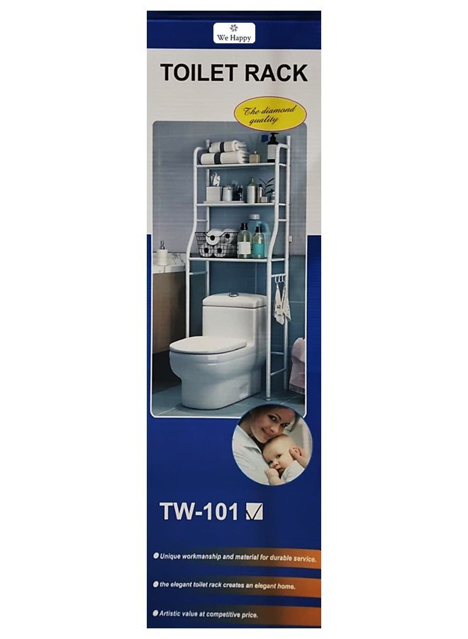 منظم رف المرحاض المكون من 3 طبقات فوق المرحاض، سهل التجميع، رف تخزين عالي السعة وموفر لمساحة الحمام