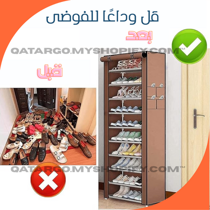 خزانة أحذية 10 طبقات بسحاب