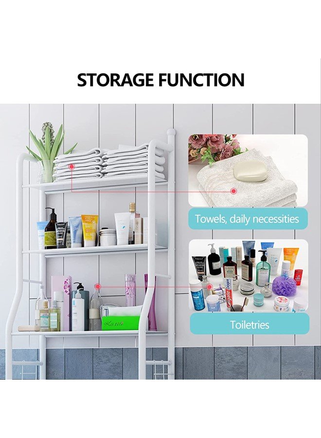 منظم رف المرحاض المكون من 3 طبقات فوق المرحاض، سهل التجميع، رف تخزين عالي السعة وموفر لمساحة الحمام