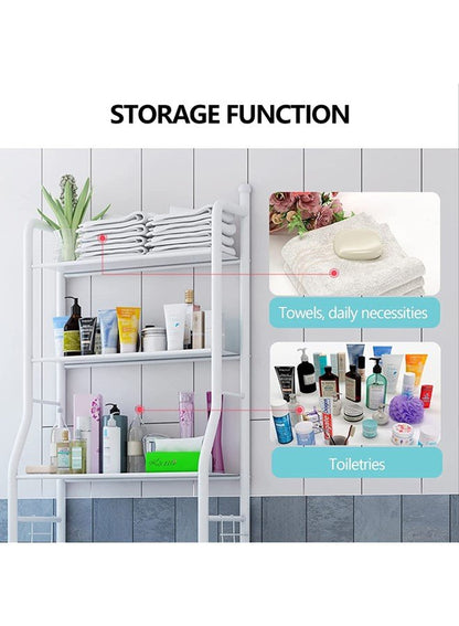 منظم رف المرحاض المكون من 3 طبقات فوق المرحاض، سهل التجميع، رف تخزين عالي السعة وموفر لمساحة الحمام